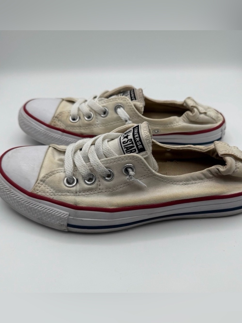 Converse Women All Star Shoreline Slip-On White Canvas Sneakers Low Cut Shoes 8